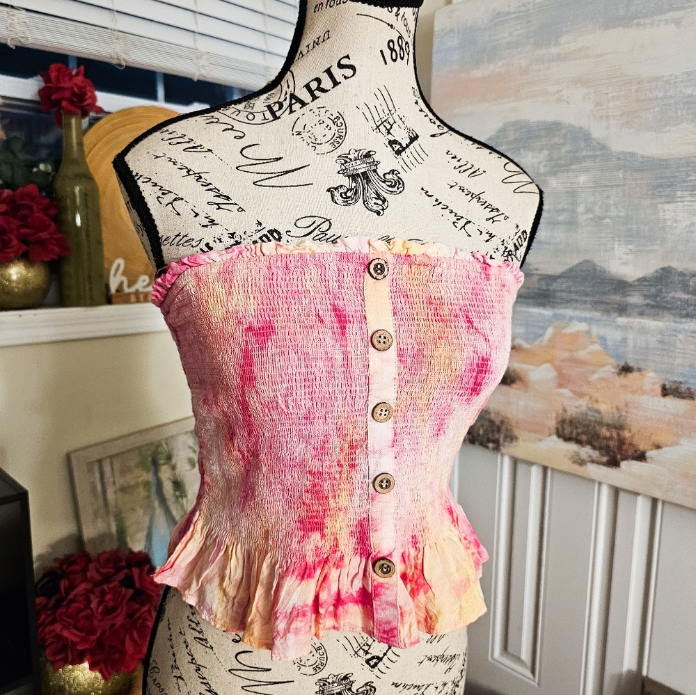 Cotton Candy LA Tie-Dye Smocked Crop Top
